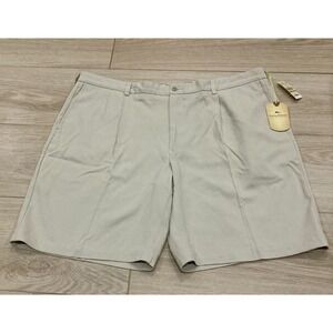 NWT Tommy Bahama Sheldon Silk Bamboo Pleated Front Khaki Shorts 44 Preppy NEW